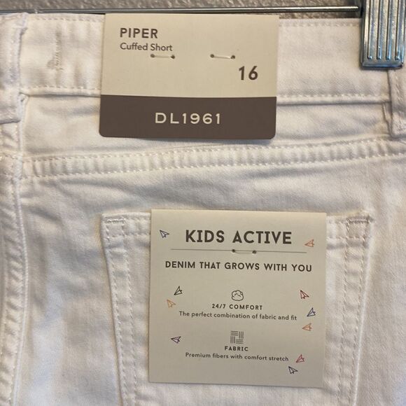 NWT- DL1961- Girls White roll up shorts- Piper cuffed shorts- Size XL girls 16 - Picture 8 of 9